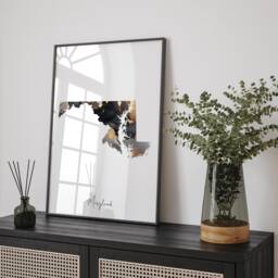 Maryland Map Black & Gold Wall Art Print Us State - Usa United States Of America - thumbnail 1