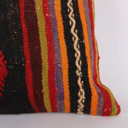 Vintage Turkish Kilim Pillow Cover Handwoven Wool Throw - 16x16 - thumbnail 2