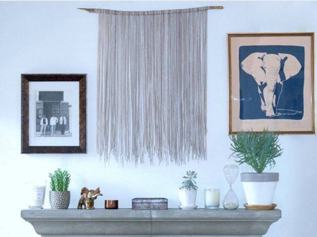 Madelayne Large Yarn Wall Hanging/Tapestry - Made Of Shades Cream & Grays - image 1