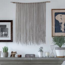 Madelayne Large Yarn Wall Hanging/Tapestry - Made Of Shades Cream & Grays - thumbnail 3
