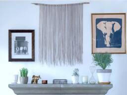 Madelayne Large Yarn Wall Hanging/Tapestry - Made Of Shades Cream & Grays - thumbnail 1
