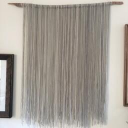 Madelayne Large Yarn Wall Hanging/Tapestry - Made Of Shades Cream & Grays - thumbnail 2