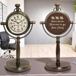 Custom Engraved Desk Clock - 15 Year Wedding Anniversary Present Gift For Wife - thumbnail 2