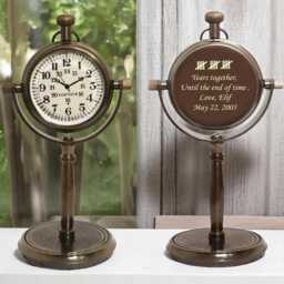 Custom Engraved Desk Clock - 15 Year Wedding Anniversary Present Gift For Wife - thumbnail 1