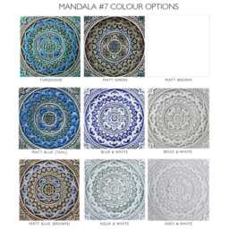 Outdoor Wall Hanging Art With Mandala Design, Garden Spanish Tile, Patio Decor, Backyard Ceramic Tile Deco, #7 30cm Turquoise - thumbnail 3
