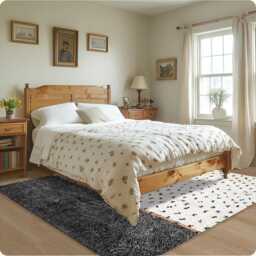 Dotted Moroccan Berber Rug, Black & White Shag Wool Carpet, Modern Handmade Area Rug With Dark Border - thumbnail 2
