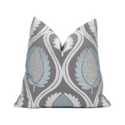 Jane Churchill - Carus Aqua/Charcoal Laurel Leaf Trellis Cushion Cover Handmade Throw Pillow Designer Home D??cor - thumbnail 1