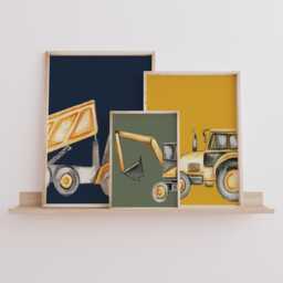 Construction Truck Prints Digger, Tractor, Dumper - Boy Room Decor - thumbnail 3
