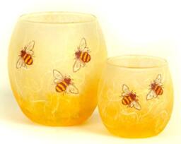Handmade Bee Candle Holder Strawsilk Glass, Devon Decor - thumbnail 3