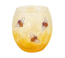 Handmade Bee Candle Holder Strawsilk Glass, Devon Decor