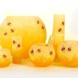 Handmade Bee Candle Holder Strawsilk Glass, Devon Decor - thumbnail 4