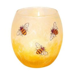Handmade Bee Candle Holder Strawsilk Glass, Devon Decor - thumbnail 2