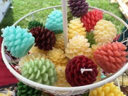 Small Colored Beeswax Pinecone Candles, Set Of 6 - thumbnail 1