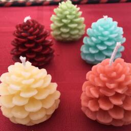 Small Colored Beeswax Pinecone Candles, Set Of 6 - thumbnail 3