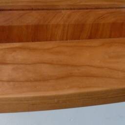 Gothic Arch Solid Wooden Cherry Keyhole Trefoil Wall Mirror & Shelf 60 cm Long Hand Made - thumbnail 4