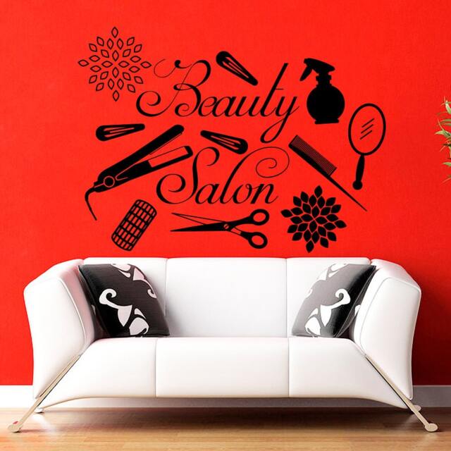 Wall Decals Fashion Cosmetic Scissors Comb Hairdressing Tools Beauty Spa Hair Salon Decorations Interior Design Home Art Decor - Ma110 - image 1