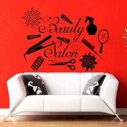 Wall Decals Fashion Cosmetic Scissors Comb Hairdressing Tools Beauty Spa Hair Salon Decorations Interior Design Home Art Decor - Ma110 - thumbnail 1