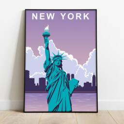 New York Travel Poster Retro City Landmark Art Print - thumbnail 2