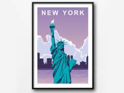 New York Travel Poster Retro City Landmark Art Print - thumbnail 1