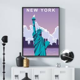 New York Travel Poster Retro City Landmark Art Print - thumbnail 3