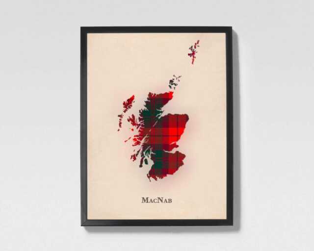 Clan Macnab Scottish Tartan Map - Of Scotland Family Wall Decor, Ready To Hang - image 1