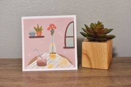 Sustainable Kitchen - Square Art Print Cute Hand-Drawn Illustration Topo Chico Cozy Drawing Eco-Friendly Swaps - thumbnail 1
