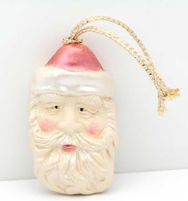 Vintage Santa Ornament - Claus Christmas Tree Polymer Clay Handmade - image 1