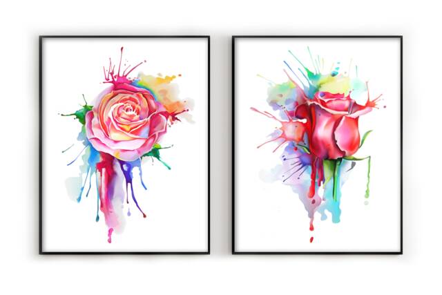 Abstract Watercolor Rose Print Vibrant Floral Wall Art - image 1