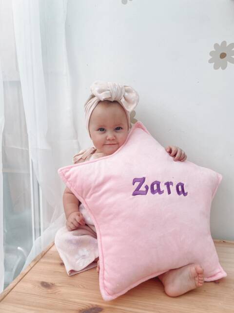 Personalised Star Cloud Cushion Pillow, Custom Name Kids Embroidered Cushion, Children Toddler Decorative Nursery Decor - image 1