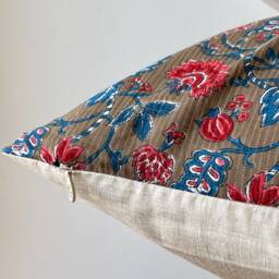 Indian Block Print Pillow Cover , Cotton Voile Hand Mede - thumbnail 4