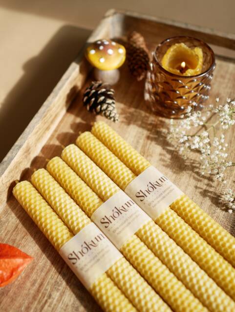 Tall Beeswax 2 Pack Candles - 6Pcs Set Candles 100% Pure Natural Fall Decor Hand-Rolled Classic Honeycomb - image 1