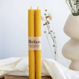 Tall Beeswax 2 Pack Candles - 6Pcs Set Candles 100% Pure Natural Fall Decor Hand-Rolled Classic Honeycomb - thumbnail 2