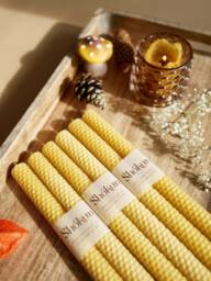 Tall Beeswax 2 Pack Candles - 6Pcs Set Candles 100% Pure Natural Fall Decor Hand-Rolled Classic Honeycomb - thumbnail 1