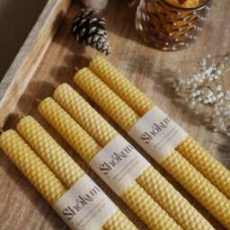 Tall Beeswax 2 Pack Candles - 6Pcs Set Candles 100% Pure Natural Fall Decor Hand-Rolled Classic Honeycomb - thumbnail 3