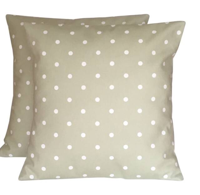 "2 X Clarke & Dotty Spot Polka Dots Sage Green Cotton Pillow Cushion Covers 16"" - 22" - image 1
