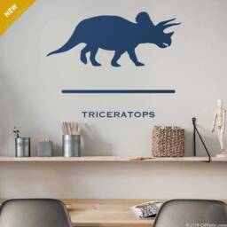 Triceratops Wall Decal Dinosaur Sticker, Custom Name - thumbnail 2