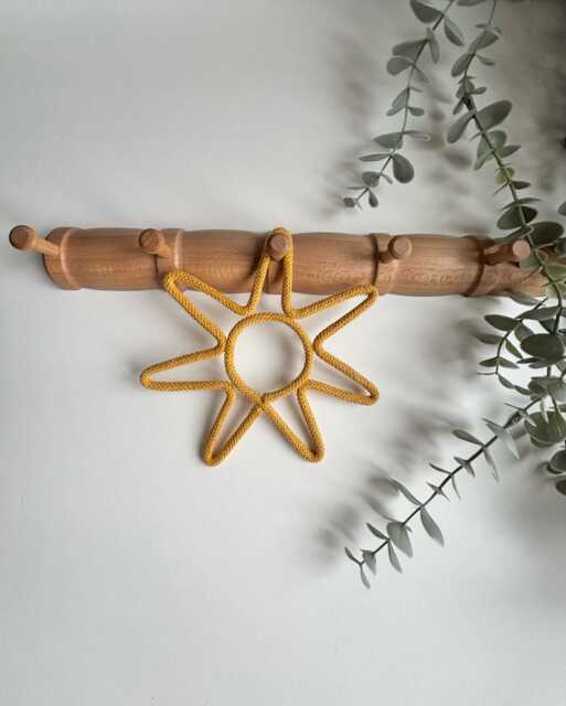 Handcrafted Rope Wire Sun Wall Hanging For Nursery - Kids Room Coastal Decor - image 1