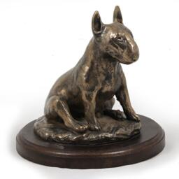 Bull Terrier - Sitting, Dog Wooden Base Statue, Limited Edition, Artdog - thumbnail 1