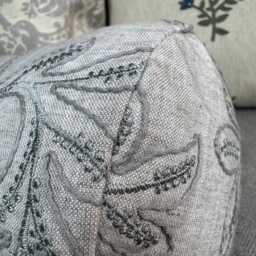 "Embroidered Grey Bolster Cushion in John Lewis Fabric - Home Decor Accent Pillow 16"" X 6" - thumbnail 2