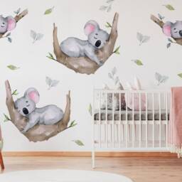 Sleeping Koala Wall Sticker - Australian Nursery Or Kids Room Decor, Woodland Animal Art, Peel & Stick Decal - thumbnail 2