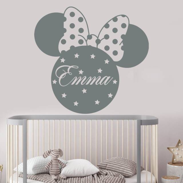 Mickey Mouse Wall Decal - Girls Name Sticker Nursery Decor Girl -Custom J216 - image 1