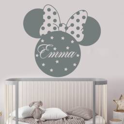 Mickey Mouse Wall Decal - Girls Name Sticker Nursery Decor Girl -Custom J216 - thumbnail 1