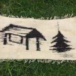 White Wool Ukrainian Carpet, Carpathian Landscape Tapestry - thumbnail 2