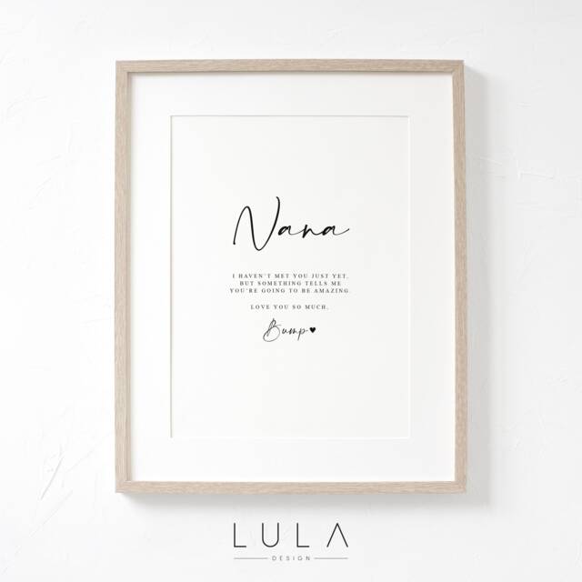 Nana Love From Bump A4 Or A5 Unframed Print, Pregnancy Announcement, To Nana Gift, Bump, New Grandparent Gift Announcement - image 1