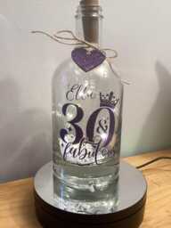 Personalised 30Th Birthday Light Up Bottle, Bottle Lamp With Gift Messaging Service & Bag - thumbnail 1