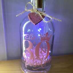 Personalised 30Th Birthday Light Up Bottle, Bottle Lamp With Gift Messaging Service & Bag - thumbnail 2