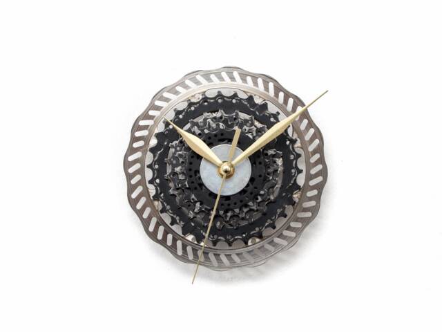 Industrial Clock, Bike Bicycle Wall Unique Modern Steampunk Cyclist Gift Metal Clock - image 1