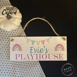 Personalised Playhouse Sign Rainbow/ Purple, Mint. Pink/Kids Playhouse Sign/ Spiel Haus/ Playroom Signs// - thumbnail 2
