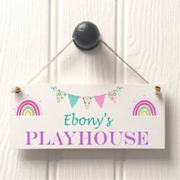 Personalised Playhouse Sign Rainbow/ Purple, Mint. Pink/Kids Playhouse Sign/ Spiel Haus/ Playroom Signs// - thumbnail 1