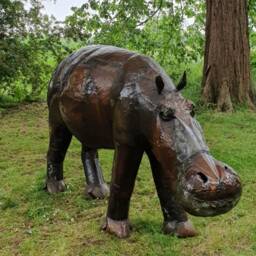 Recycled Metal Hippo. Garden Hippo Sculpture. Outdoor Statues. Handmade - thumbnail 3